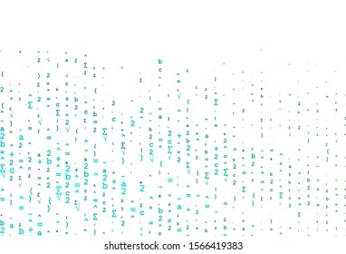 Light Blue, Green vector background with Digit symbols. Shining colorful illustration with isolated Digit signs. Pattern for ads, poster, banner of books.