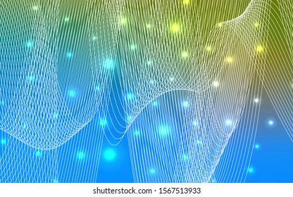 Light Blue, Green vector background with xmas confetti. Modern geometrical abstract illustration with carnival ribbons. The pattern can be used for birthday gifts, congratulations.