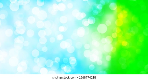 Light Blue, Green vector background with spots. Colorful illustration with gradient dots in nature style. Design for your commercials.