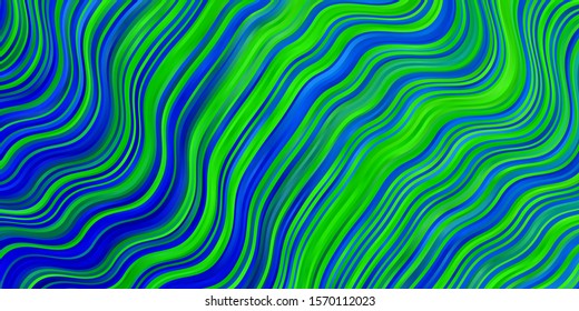 Light Blue, Green vector background with wry lines. Gradient illustration in simple style with bows. Pattern for websites, landing pages.
