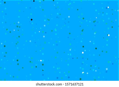 Light Blue, Green vector background with triangles, circles, cubes. Circles, lines, rhombus with colorful gradient. Pattern for commercials.