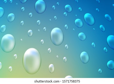 Light Blue, Green vector background with bubbles. Beautiful colored illustration with blurred circles in nature style. The pattern can be used for ads, leaflets of liquid.