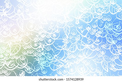 Light Blue, Green vector background with tasty food. Beautiful colored illustration with food in doodle style. Design for ad, poster, banner of cafes or restaurants.
