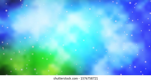 Light Blue, Green vector background with colorful stars. Colorful illustration with abstract gradient stars. Design for your business promotion.
