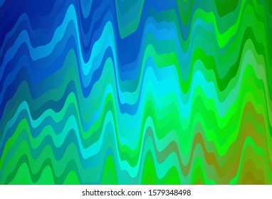 Light Blue, Green vector background with wry lines. Modern gradient abstract illustration with bandy lines. Colorful wave pattern for your design.