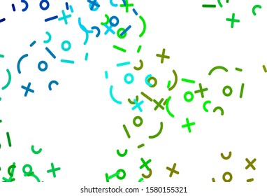Light Blue, Green vector background with arithmetic signs. Colored mathematic signs with gradient on white background. Template for landing page of typography.