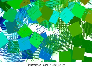 Light Blue, Green vector background with triangles, circles, cubes. Circles, lines, rhombus with colorful gradient. Pattern for websites.