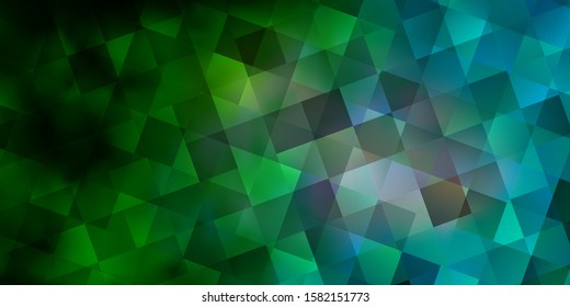 Light Blue, Green vector background with triangles, cubes. Lines, rhombus with colorful gradient. Pattern for commercials.