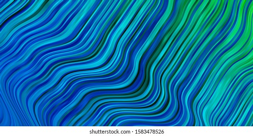 Light Blue, Green vector background with wry lines. Brand new colorful illustration with bent lines. Design for your business promotion.