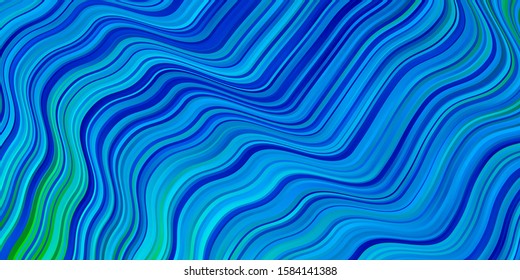 Light Blue, Green vector background with wry lines. Brand new colorful illustration with bent lines. Template for your UI design.