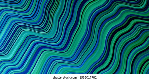 Light Blue, Green vector background with bent lines. Illustration in halftone style with gradient curves. Pattern for business booklets, leaflets