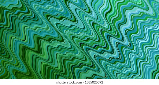 Light Blue, Green vector background with lines. Bright illustration with gradient circular arcs. Pattern for booklets, leaflets.