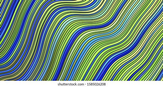 Light Blue, Green vector background with bent lines. Abstract illustration with gradient bows. Pattern for websites, landing pages.