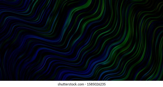 Light Blue, Green vector background with wry lines. Illustration in abstract style with gradient curved.  Template for cellphones.