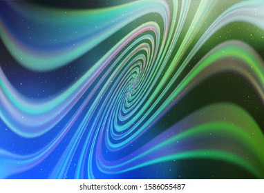 Light Blue, Green vector background with galaxy stars. Glitter abstract illustration with colorful cosmic stars. Template for cosmic backgrounds.