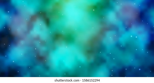 Light Blue, Green vector background with small and big stars. Colorful illustration with abstract gradient stars. Design for your business promotion.