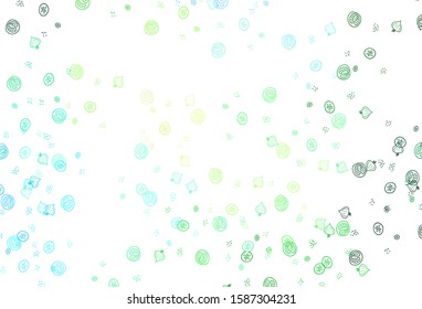 Light Blue, Green vector background with cuisine gourmet. Abstract background with colorful Fast Food illustrations. Design for ad, poster, banner of cafes or restaurants.