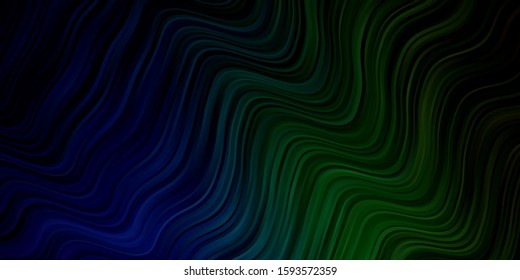 Light Blue, Green vector background with bent lines. Colorful abstract illustration with gradient curves. Pattern for websites, landing pages.