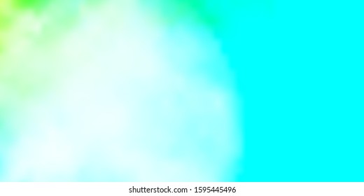 Light Blue, Green vector background with clouds. Illustration in abstract style with gradient clouds. Template for landing pages.