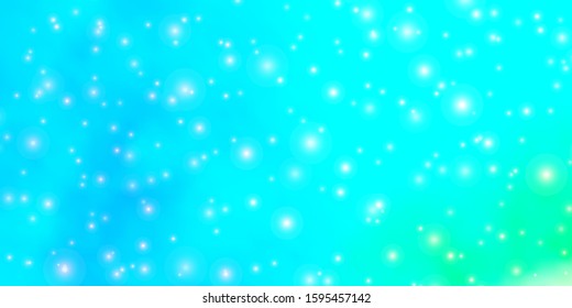 Light Blue, Green vector background with small and big stars. Modern geometric abstract illustration with stars. Pattern for wrapping gifts.