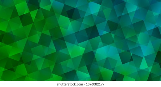 Light Blue, Green vector background with triangles, cubes. Decorative design in abstract style with lines, cubes. Pattern for commercials.