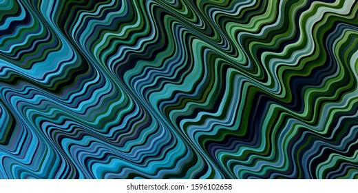 Light Blue, Green vector background with curved lines. Colorful illustration in circular style with lines. Best design for your ad, poster, banner.