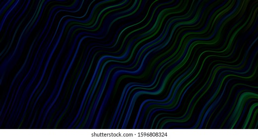 Light Blue, Green vector background with bent lines. Colorful illustration in circular style with lines. Pattern for websites, landing pages.