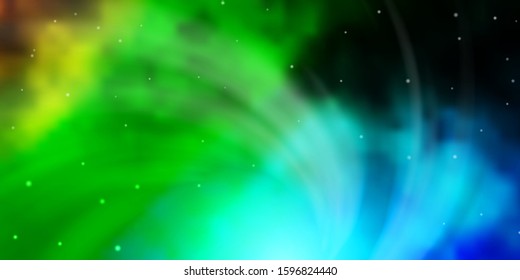 Light Blue, Green vector background with colorful stars. Modern geometric abstract illustration with stars. Pattern for new year ad, booklets.