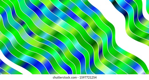 Light Blue, Green vector background with curves. Colorful illustration in abstract style with bent lines. Pattern for websites, landing pages.