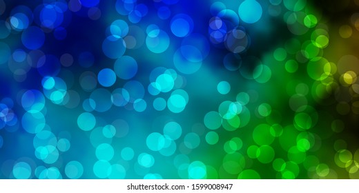 Light Blue, Green vector background with spots. Glitter abstract illustration with colorful drops. Pattern for wallpapers, curtains.