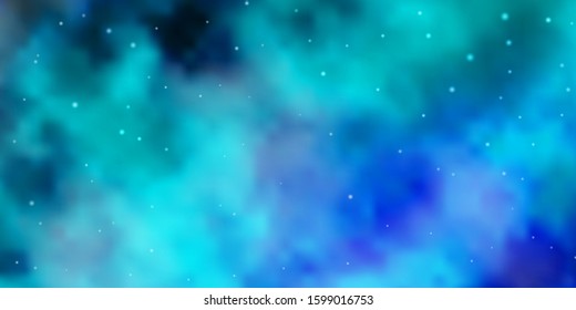Light Blue, Green vector background with small and big stars. Colorful illustration in abstract style with gradient stars. Pattern for wrapping gifts.