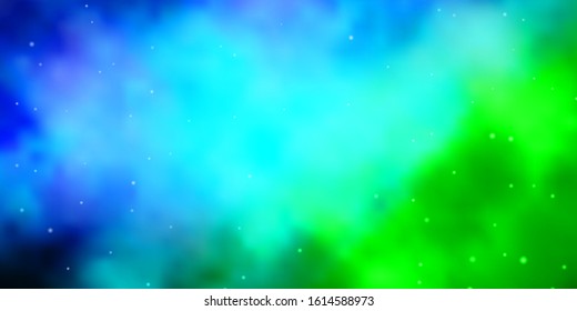 Light Blue, Green vector background with colorful stars. Decorative illustration with stars on abstract template. Best design for your ad, poster, banner.