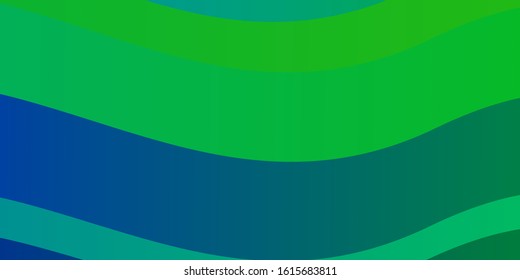 Light Blue, Green vector background with wry lines. Gradient illustration in simple style with bows. Template for cellphones.