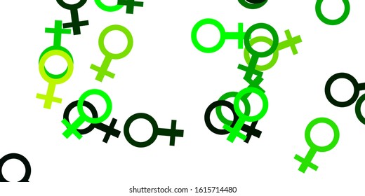 Light Blue, Green vector background with woman symbols. Colorful feminism symbols with a gradient in modern style. Best design to show the power of women.