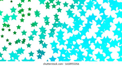 Light Blue, Green vector background with small and big stars. Modern geometric abstract illustration with stars. Design for your business promotion.
