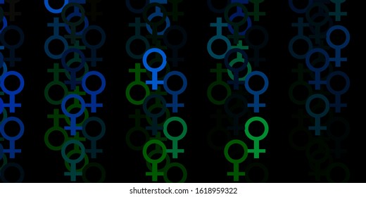 Light Blue, Green vector background with woman symbols. Abstract illustration with a depiction of women's power. Simple design for your web site.