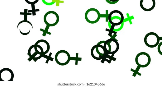 Light Blue, Green vector background with woman symbols. Colorful feminism symbols with a gradient in modern style. Best design to show the power of women.