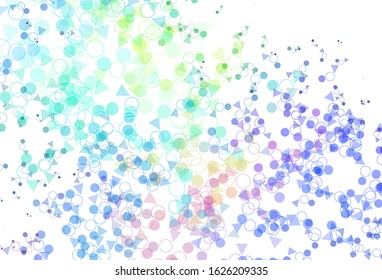 Light Blue, Green vector background with polygonal style with circles. Decorative design in abstract style with lines, dots. Best design for poster, banner.
