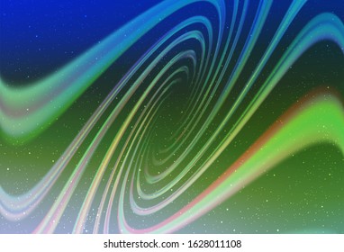 Light Blue, Green vector background with galaxy stars. Shining colored illustration with bright astronomical stars. Pattern for astronomy websites.