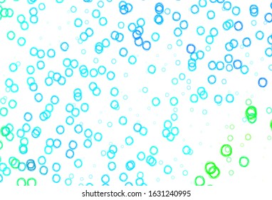Light Blue, Green vector background with spots. Illustration with set of shining colorful abstract circles. Pattern for futuristic ad, booklets.