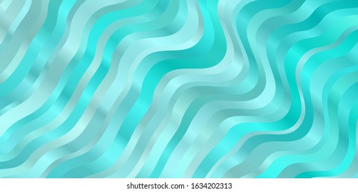 Light Blue, Green vector background with bent lines. Illustration in halftone style with gradient curves. Best design for your ad, poster, banner.