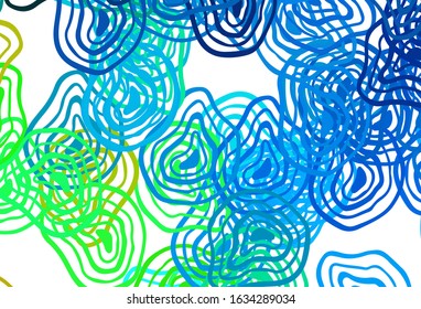 Light Blue, Green vector background with curved lines. Geometric illustration in abstract style with gradient.  Colorful wave pattern for your design.