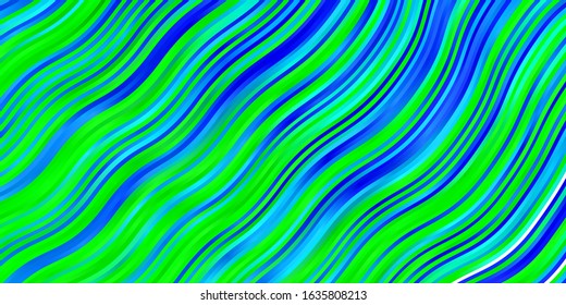 Light Blue, Green vector background with curves. Colorful illustration with curved lines. Template for your UI design.