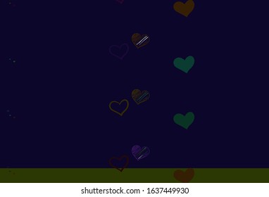 Light Blue, Green vector background with hearts. Decorative design with hearts in simple style . Pattern for marriage gifts, congratulations.