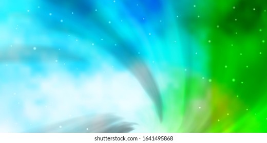 Light Blue, Green vector background with small and big stars. Colorful illustration in abstract style with gradient stars. Pattern for websites, landing pages.