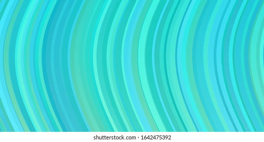 Light Blue, Green vector background with curves. Colorful illustration in abstract style with bent lines. Best design for your ad, poster, banner.