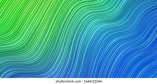 Light Blue, Green vector background with bent lines. Abstract gradient illustration with wry lines. Pattern for websites, landing pages.