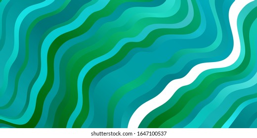Light Blue, Green vector background with bent lines. Colorful illustration, which consists of curves. Pattern for ads, commercials.