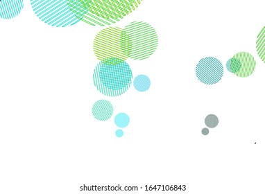 Light Blue, Green vector background with bubbles. Blurred bubbles on abstract background with colorful gradient. Pattern for textures of wallpapers.