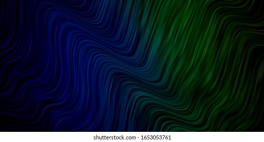 Light Blue, Green vector background with curved lines. Illustration in halftone style with gradient curves. Design for your business promotion.